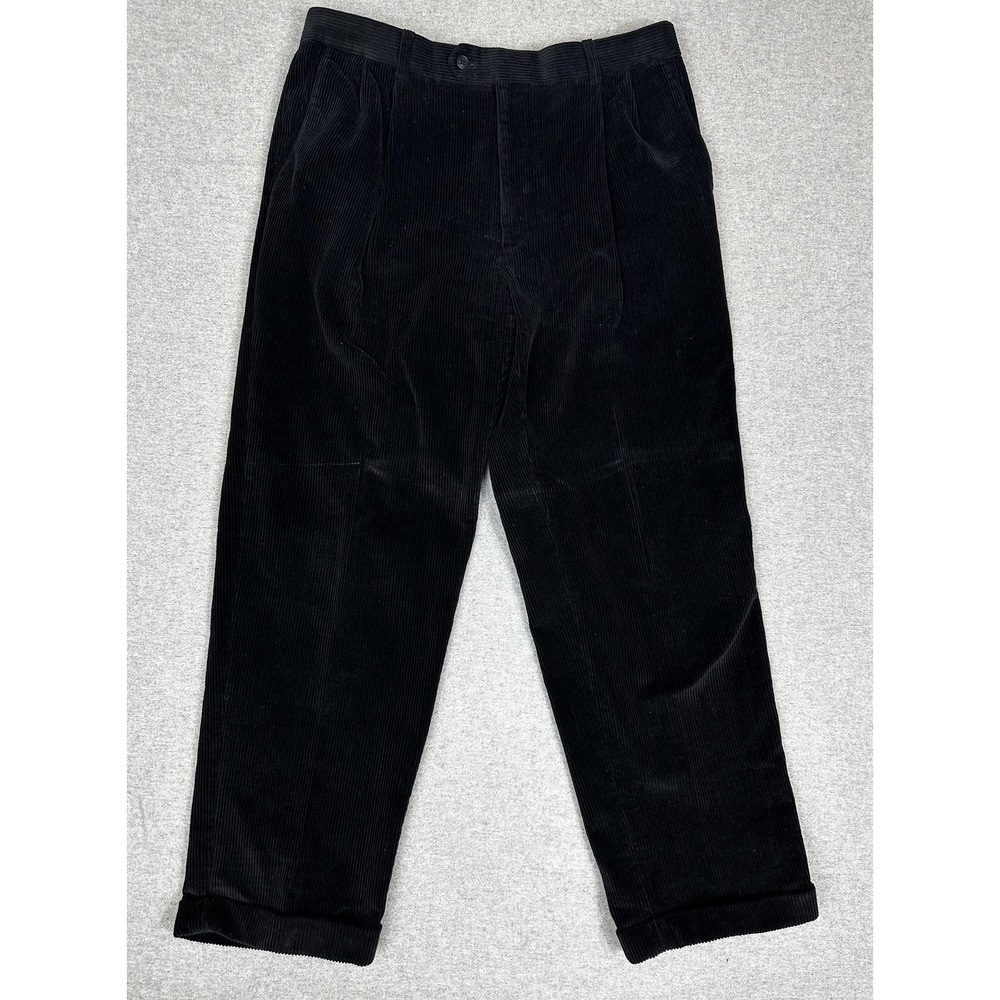 Joseph & Feiss Pants Mens 36x30 Black Corduroy Dress Trousers Cuffed Casual